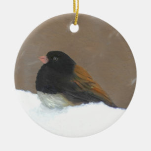 Mit Augen Junco-Malerei - Original Bird Art Keramik Ornament