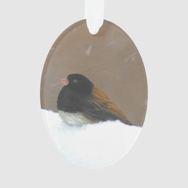 Mit Augen Junco-Malerei - Original Bird Art Ornament (Rückseite)