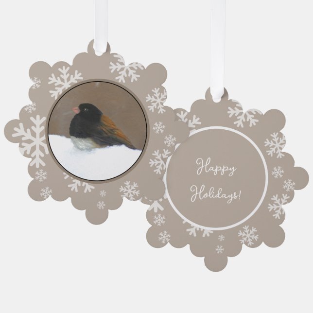 Mit Augen Junco-Malerei - Original Bird Art Ornament Karte (Vorderseite/Rückseite)