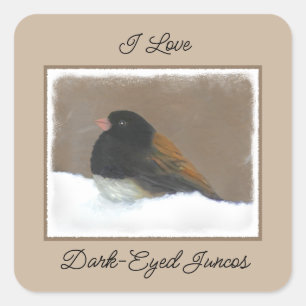 Mit Augen Junco-Malerei - Original Bird Art Quadratischer Aufkleber