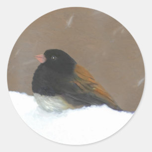 Mit Augen Junco-Malerei - Original Bird Art Runder Aufkleber