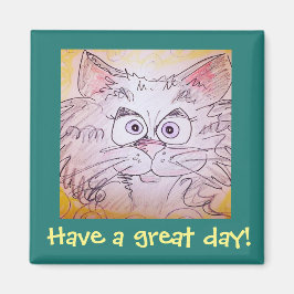 mit Augen Katzenmagnet - blau Magnet