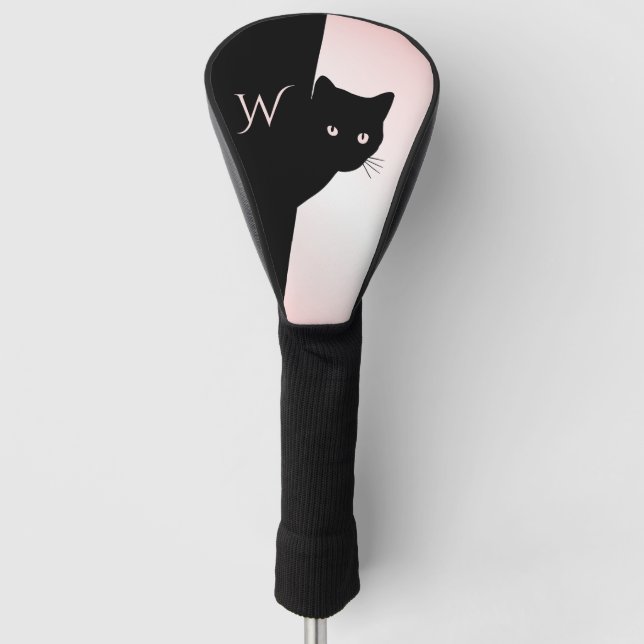 Mit Augen schwarze Katze, rosa Golf Headcover (Vorderseite)