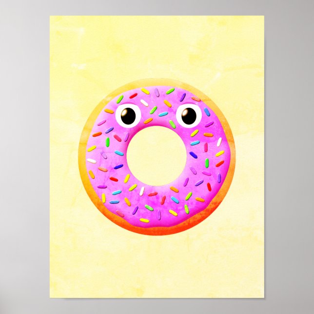 Mit Augen und Falten Zeichnend Donut Poster (Vorne)