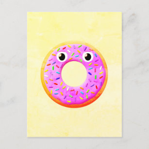 Mit Augen und Falten Zeichnend Donut Postkarte