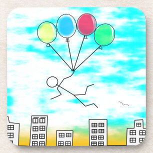 Mit Ballons über die Stadt fliegen Untersetzer