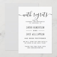 "Mit Bedauern" B&W verzögerte Hochzeitsankündigung