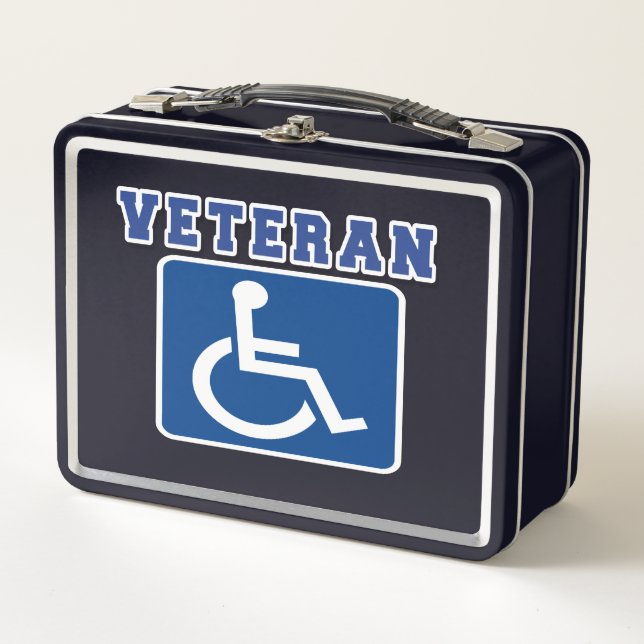 Mit Behinderung behinderter Veteran Metall Brotdose (Vorderseite)