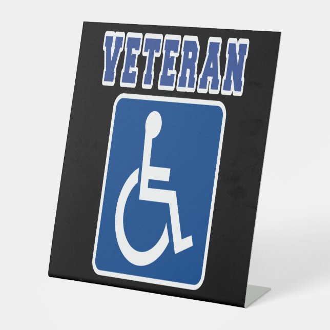 Mit Behinderung behinderter Veteran Sockelschild (Vorderseite)