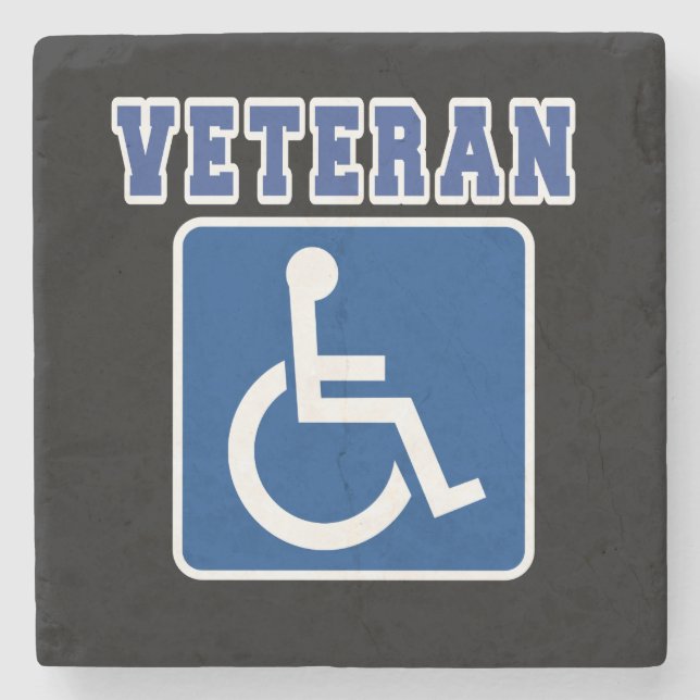 Mit Behinderung behinderter Veteran Steinuntersetzer (Vorderseite)