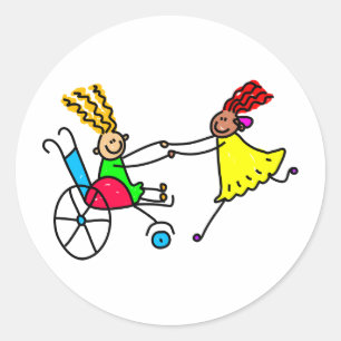 Mit Behinderung Freunde Runder Aufkleber