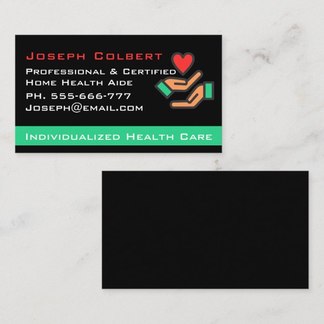 Mit Behinderung Homecare Pflegeberuf Herz in Hand Visitenkarte (Vorne/Hinten)