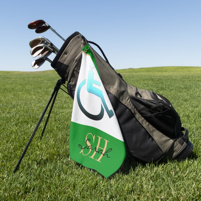 mit Behinderung Symbol & mit Monogramm / Golftüche Golfhandtuch (Gras)