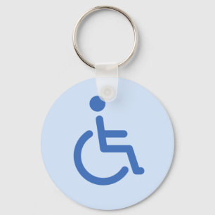 Mit Behinderung Symbol oder blauer Schlüsselanhänger