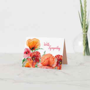 Mit Beileid, Aquarellmohn Blume Karte