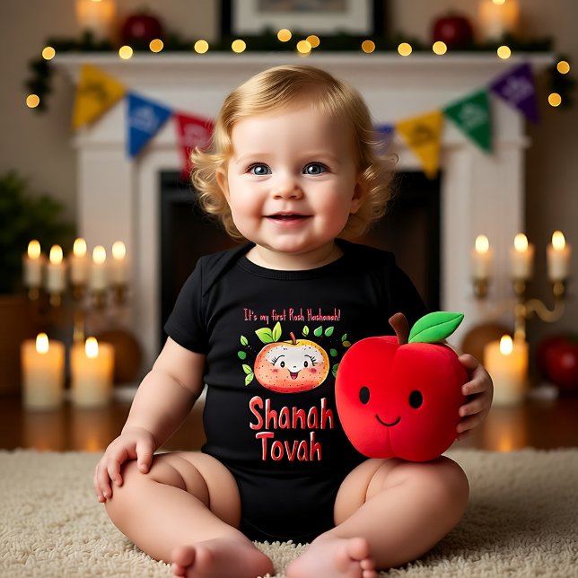 🍎 mit benutzerdefiniertem Text und niedlichem Apf Baby Strampler (🍎 With custom text and cute apple Baby Bodysuit)