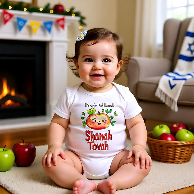 🍎 mit benutzerdefiniertem Text und niedlichem Apf Baby Strampler (🍎 With custom text and cute apple Baby Bodysuit)