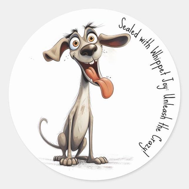 Mit benutzerdefiniertem Text 🐶 verrückte 🤪 Runder Aufkleber (Vorderseite)