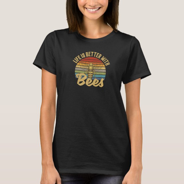 Mit Bienen Retro Vintag T-Shirt (Vorderseite)