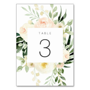 Mit Blumen erröten das moderne Pfirsich-Grün Tischnummer