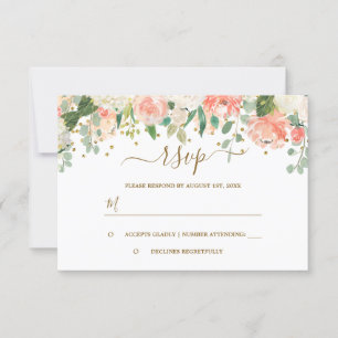 Mit Blumen erröten rosa GoldConfetti UAWG RSVP Karte