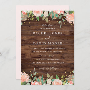 Mit Blumen Golderröten rustikale Einladung