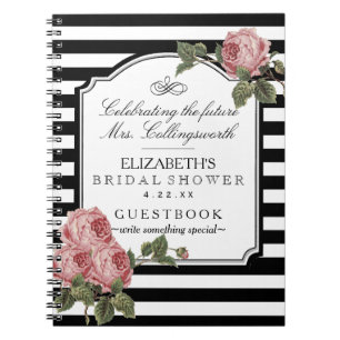 Mit Blumen mit Streifen-Girly BrautpartyGuestbook Notizblock
