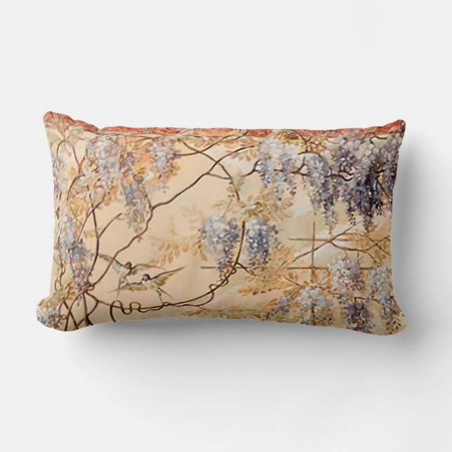 Mit Blumen mit Vögeln Lendenkissen (Vorderseite)