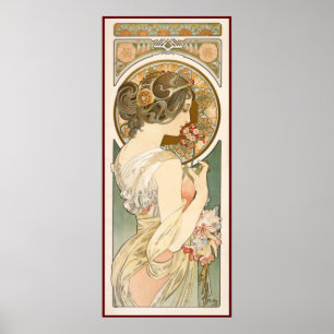 Mit Blumen. Mucha Poster