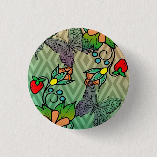 mit Blumen und butterflys Button (Vorderseite)