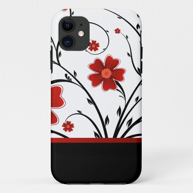 mit Blumenabstraktes mit schwarzem Bar Case-Mate iPhone Hülle (Rückseite)