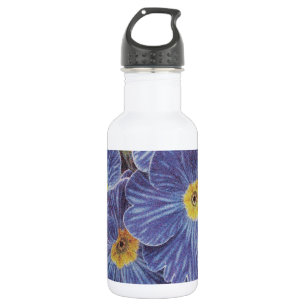 mit Blumendruck   Blaue Blume Trinkflasche