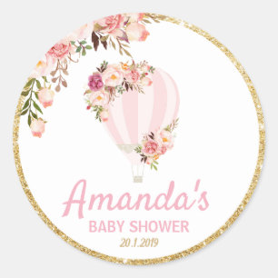 Mit Blumenheißluft-Ballon danken Ihnen Runder Aufkleber