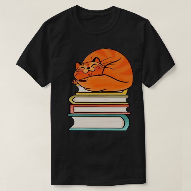 Mit Büchern und Katzen ist das Leben süß T-Shirt (Design vorne)
