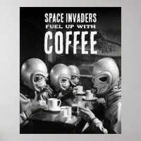 Mit Coffee Space Invaders Vintages Foto tanken
