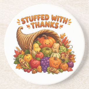 Mit Dank Gefülltes Süßes Thanksgiving-Füllhorn D Getränkeuntersetzer