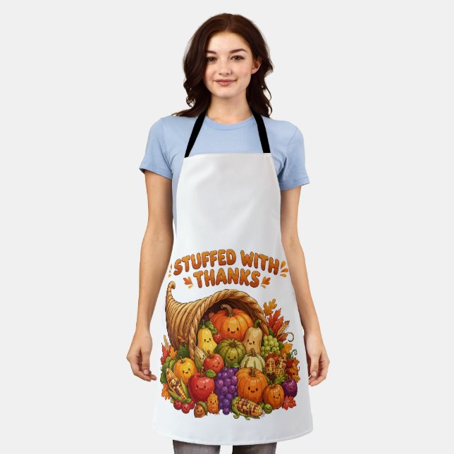 Mit Dank Gefülltes Süßes Thanksgiving-Füllhorn D Schürze (Getragen)