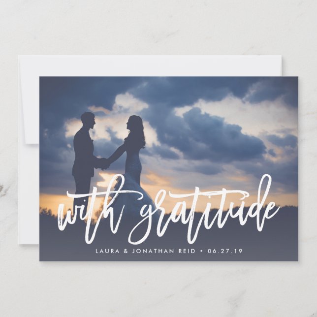 mit Dankbarkeit | Foto Vielen Dank für Ihre Rückme Dankeskarte (Vorderseite)