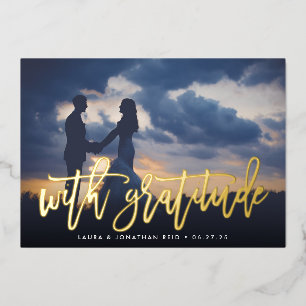 mit Dankbarkeit   Gold Foil Wedding Dankeschön Car Folieneinladung