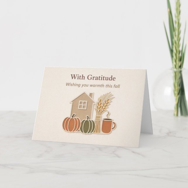 Mit Dankbarkeit • Warme Herbstwünsche Herbstgruß  Dankeskarte (Vorderseite)