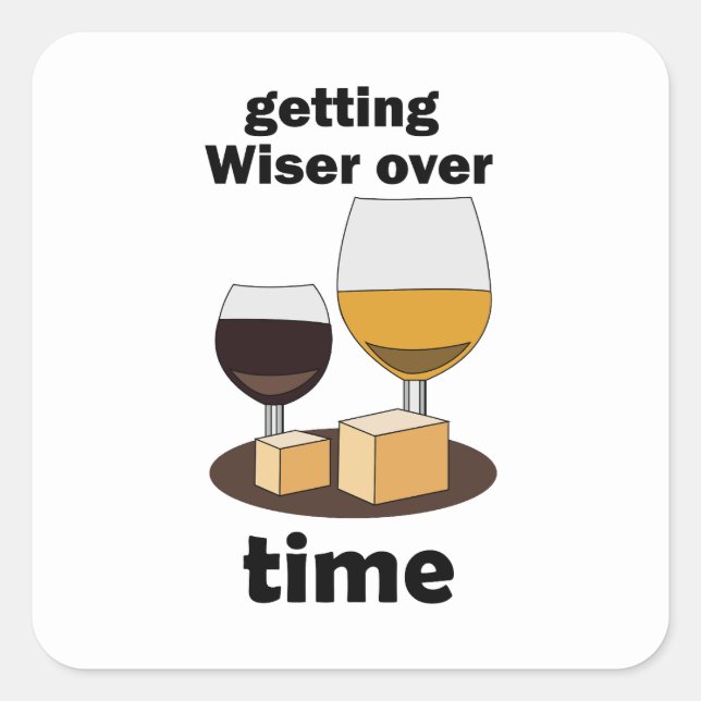 Mit Dem Alter Perfekt Werden Mit Der Zeit Weiser W Quadratischer Aufkleber (Vorderseite)