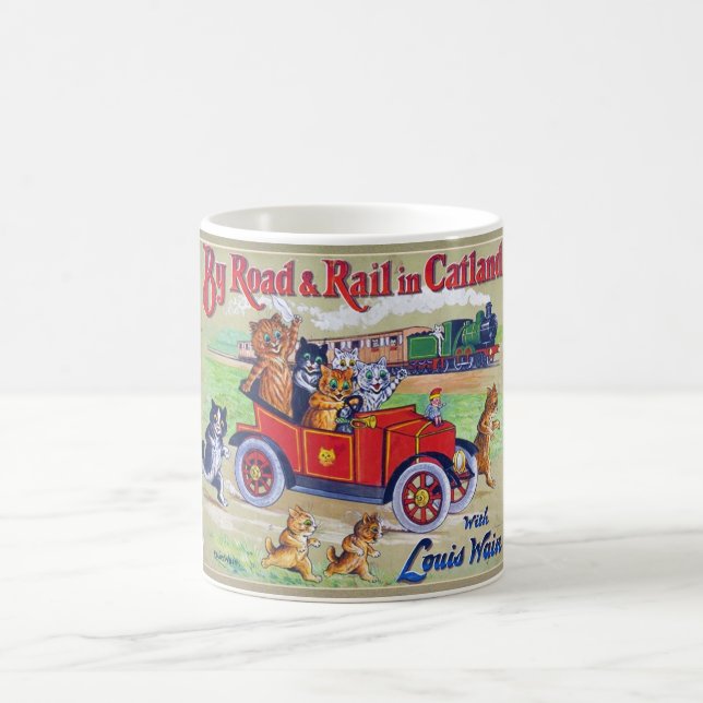 Mit dem Auto & Rail in Catland, Louis Wain Kaffeetasse (Mittel)