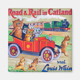 Mit dem Auto & Rail in Catland, Louis Wain Magnet