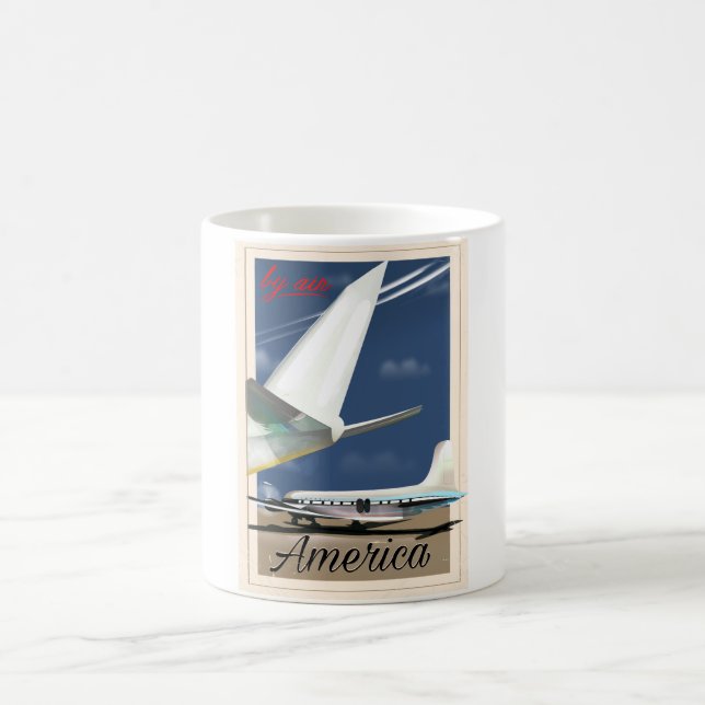 Mit dem Flugzeug - Amerika Tasse (Mittel)