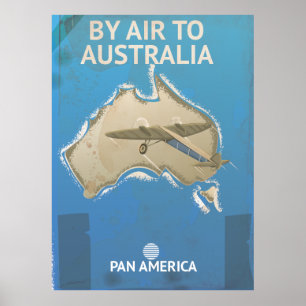 Mit dem Flugzeug nach Australien Vintage-Reiseplak Poster