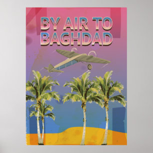 Mit dem Flugzeug nach Baghdad Vintage Reiseplakat Poster