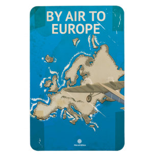 Mit dem Flugzeug nach Europa Vintage Reiseplakat Magnet