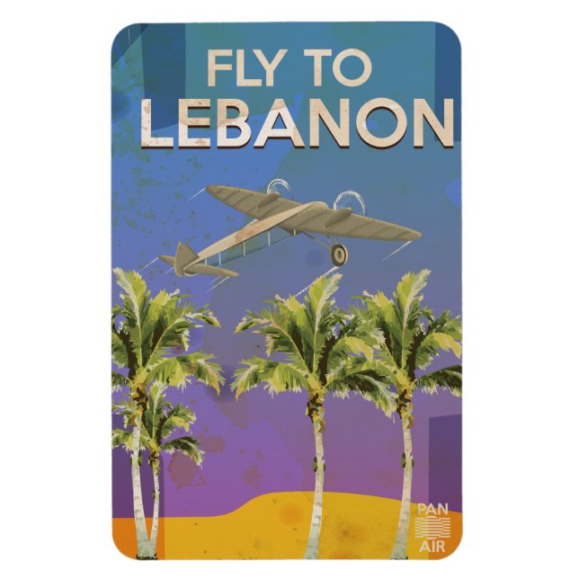 Mit dem Flugzeug nach Libanon Vintage Reiseplakat Magnet (Vertikal)
