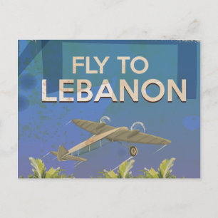 Mit dem Flugzeug nach Libanon Vintage Reiseplakat Postkarte