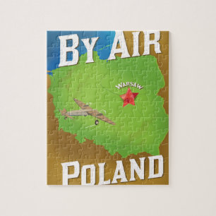 Mit dem Flugzeug nach Polen Reiseposter Puzzle